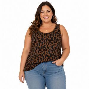 Cato Leopard Print Tank Top Women’s 26/28W Sleeveless Stretch